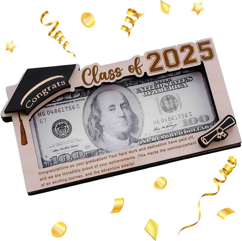 MONNCHA Graduation Gifts 2025 Money Holder, Wooden Graduation Money Cash Envelope Box for Class of 2025 Senior College University Graduates Holiday Christmas Gifts - Image 1